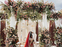 bride and groom kissing