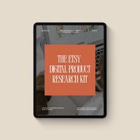 minimalistic ipad mockup of Etsy Digital Product Research Kit workbook for creative entrepreneurs