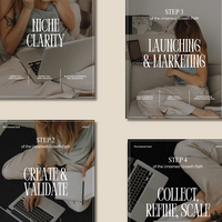 close up mockup of all 4 workbooks in the Untamed Growth Path.