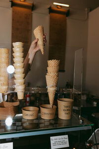 Behind-the-scenes photo from The Study dessert lounge, Garretson SD / Customers enjoying dessert at The Study in Garretson, SD / Fresh ice cream flavor prep at The Study