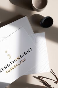 Strength InSight Counseling custom brand identity and stationery design for a Dallas, Texas therapy practice