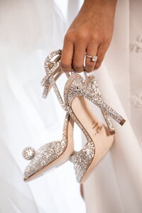 Sparkling gold bridal heels detail shot at an Orlando wedding