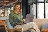 Woman working on her laptop