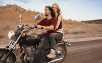 Couples rides a motorcycle- salt lake city couples photographer
