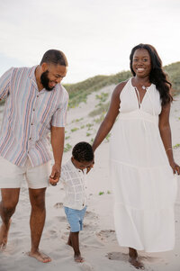 Corpus Christi family photos walking on beach