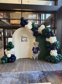 Ralph Lauren balloon decor and back drop for baby shower