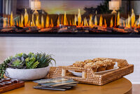 Fireplace and muffins in the main living room area