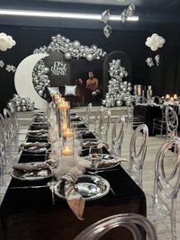luxury baby shower decor silver and black