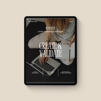 minimalistic ipad mockup of Create & Validate workbook for creative entrepreneurs