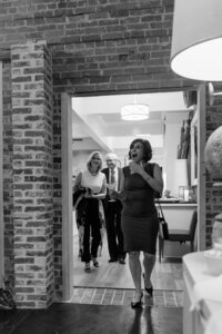 A black and white photo of the birthday girl and her guests at a birthday party in Richmond, VA