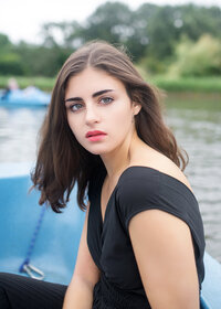 woman-black-dress-blue-boat-melbourne-fine-art-portrait