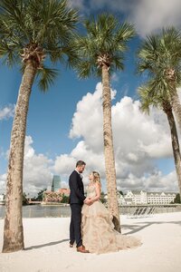 wedding couple on the beach for Disney wedding