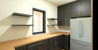 CanB Design-Warm & Bold Render Project- pantry-black cabinets-warm woods-render