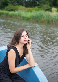 woman-in-black-dress-by-lake-melbourne-outdoor-portrait