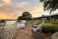 Stunning golden hour lake sunset at luxury vacation rental in Graford, Texas