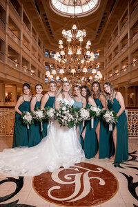 bride and bridesmaids at Disney World wedding
