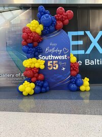 Southwest Airlines balloon decor - corporate event balloon arch