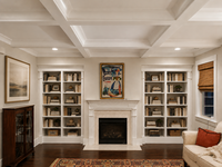 Built in bookshelves and fireplace