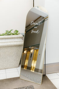 Personalized wedding welcome sign designed by Use Your Words by Nyssa with beautiful calligraphy to greet guests at a New Jersey celebration.