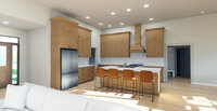CanB Design- Rural Transitional Build Project-Kitchen-wood-cabinets-tall-ceilings-Render