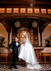 Bride and groom at the grand Floridian Orlando Wedding at a luxury Orlando wedding venue