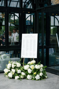 florals surrounding the wedding guest list