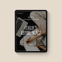 minimalistic ipad mockup of Collect Refine & Scale workbook for creative entrepreneurs