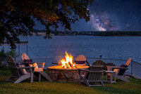Beautiful sunset view over the lake at twilight from the property