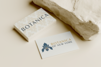 Botanica Psychotherapy custom brand identity featuring botanical-inspired business cards and stationery