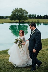 bride and groom walking portrait at Nashville Tennessee venue — Weddings & Events by Raina