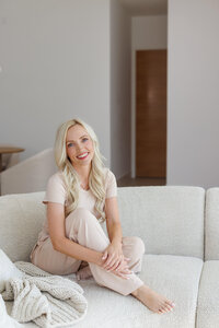 Celeste posed in a studio setting during a La Quinta branding photography session