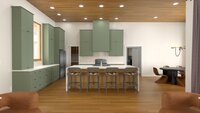 CanB Design- Sprawling RanchBuild Project- Kitchen Render Green