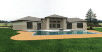 CanB Design-Bow Tie Build Project-Exterior-Rear-Stone-Stucco-Render