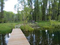 Bridge Over West Pond and Stone Patio