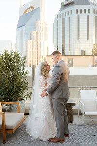 Bride and Groom portrait at Hotel Noelle Nashville TN — coordinated by Weddings & Events by Raina