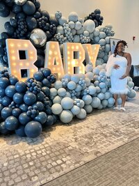 light up letters with balloons for baby shower in Washington DC