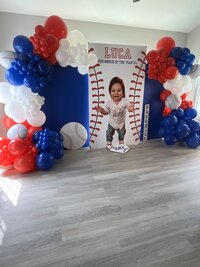 kids birthday party baseball themed backdrop