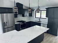 Restored kitchen after fire and lightning strike damage repair