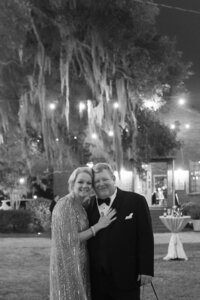 A black and white photo of guests at a birthday party in Richmond, VA