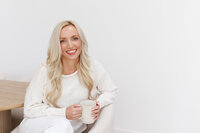 Celeste seated for a branding portrait during a La Quinta photography session