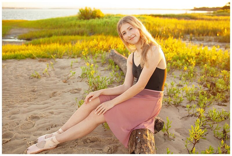 fort fisher ballerina high school senior portrait High school senior from Cape Fear Academy photo session at Fort Fisher, NC