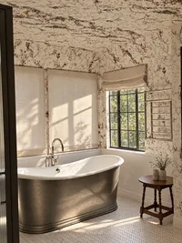 Sunlit Floral Wallpaper Bathroom