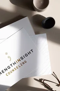 Strength InSight Counseling custom brand identity and stationery design for a Dallas, Texas therapy practice