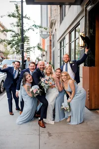 Bridal party wedding portrait at Hotel Noelle Nashville — Weddings & Events by Raina