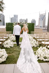 Bride and Groom portrait walking down the isle Downtown Nashville Wedding