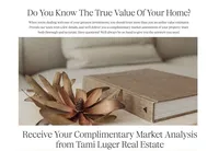 Tami Luger Real Estate landing page offering a complimentary real estate market analysis.