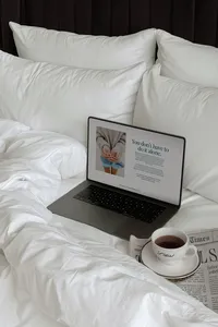 the empty nester club-Macbook Coffee Mockup