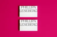 Phillipa Leseberg logotype displayed on two square brand cards.