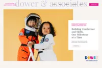 Dower & Associates Showit website homepage featuring colorful branding and children dressed as astronauts.