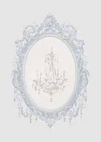 Muchmore Maison monogram inside an ornate pale blue oval frame